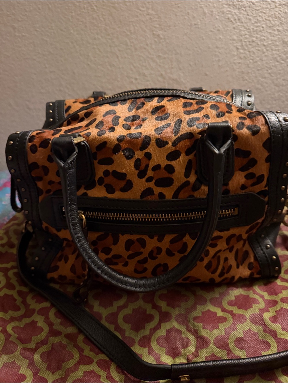 OrYany Leopard Print Satchel Handbag - Brown/Black NWT - Picture 2 of 8